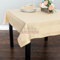Bej renk bordürlü pamuk masa örtüsü