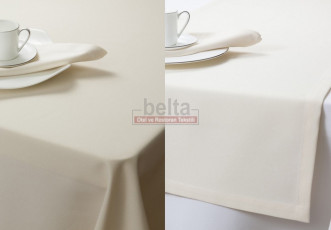 Fildişi renk pamuk polyester masa örtüsü