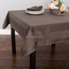 Kahverengi renk bordürlü pamuk masa örtüsü